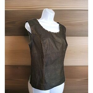 Sleeveless Shell Embellished Top 12 Black Shimmer Denim by Milano Boho Western